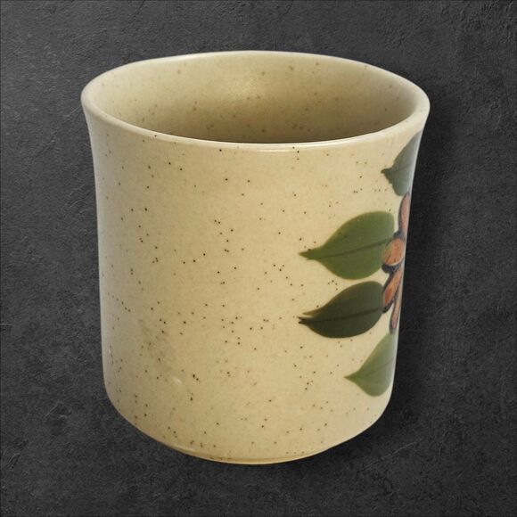 Vintage Stoneware Mug Hand Painted Daisy Floral Speckled Retro Coffee Cup Flower - Picture 3 of 6